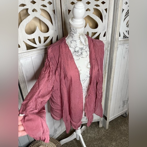 CLICK Color Me Cotton CMC Mauve Layered Flowy Kimono Open Blazer Top Sz Large - Picture 2 of 5
